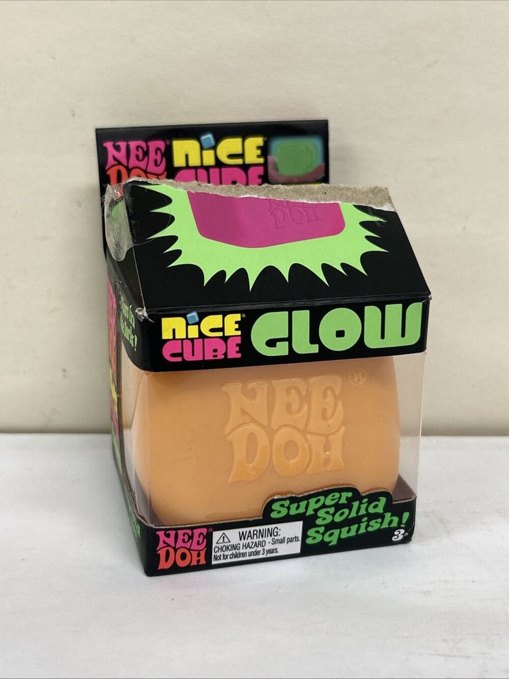 Nee Doh Nice Cube Glow Super Solid Squish Squeeze Toy Orange In Hand Fast Ship